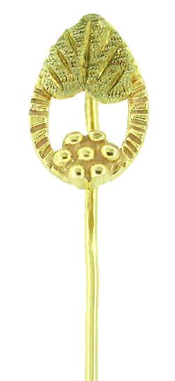 Vintage Black Hills Gold Leaves Stickpin in Green and Yellow 10K Gold