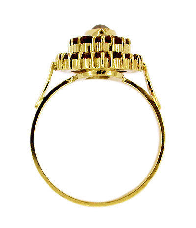 Victorian Style Marquise Shape Bohemian Garnet Navette Ring in 14 Karat Gold and Sterling Vermeil - Item: R195 - Image: 2