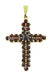 Victorian Bohemian Garnets Straightline Cross Pendant in Yellow Gold Vermeil Over Sterling Silver