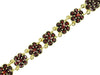Bohemian Garnet Floral Link Bracelet in Sterling Silver with Yellow Gold Vermeil