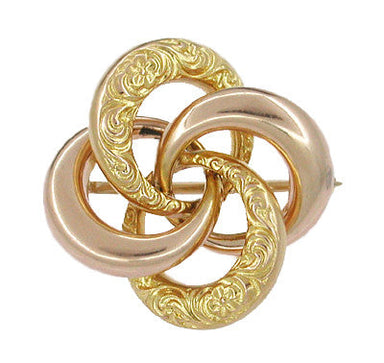 Antique Victorian Algerian Love Knot Brooch in 10 Karat Gold