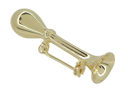 Vintage 1930's Car Horn Lapel Pin in 14 Karat Yellow Gold
