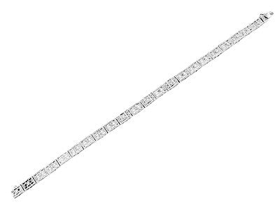 Art Deco Filigree Diamond Bracelet in 14 Karat White Gold - Item: BRV20 - Image: 2