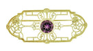 Edwardian Filigree Amethyst Brooch in 14 Karat Yellow Gold