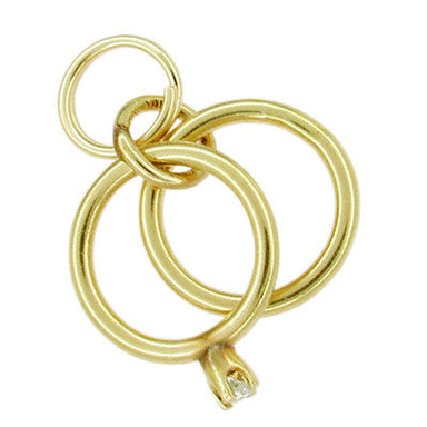 1950's Era Wedding Ring and Diamond Engagament Ring Charm in 14 Karat Gold