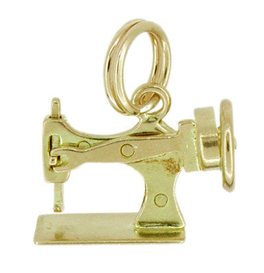 Vintage Movable Sewing Machine Charm in 14K Yellow Gold