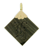 Old English Initial "H" Agate Pendant in 12 Karat Gold