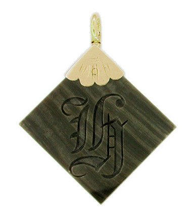 Old English Initial "H" Agate Pendant in 12 Karat Gold