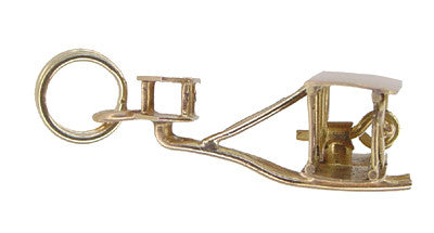 Double Engine Biplane Charm in 14 Karat Gold - Item: C325 - Image: 3