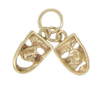 Comedy and Tragedy Charm Masks Duo in 14 Karat Gold - alternate view
