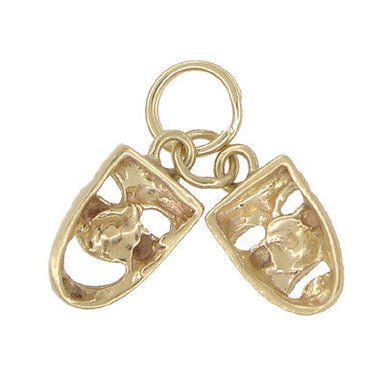 Comedy and Tragedy Charm Masks Duo in 14 Karat Gold - alternate view