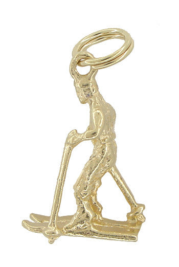 14K Yellow Gold Skier Charm - Estate Pendant C380