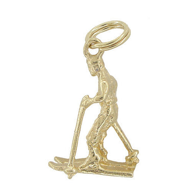 Alpine Skier Charm in 14 Karat Gold