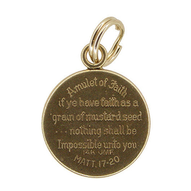 Matthew 17:20 Mustard Seed Amulet Vintage Charm in 14K Yellow Gold - alternate view