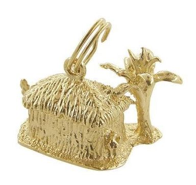 1960's Tiki Tropical Hut Charm in 14 Karat Gold - alternate view