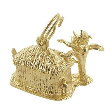 1960's Tiki Tropical Hut Charm in 14 Karat Gold - alternate view