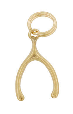 Solid Yellow Gold Wishbone Charm Vintage Pendant - C445