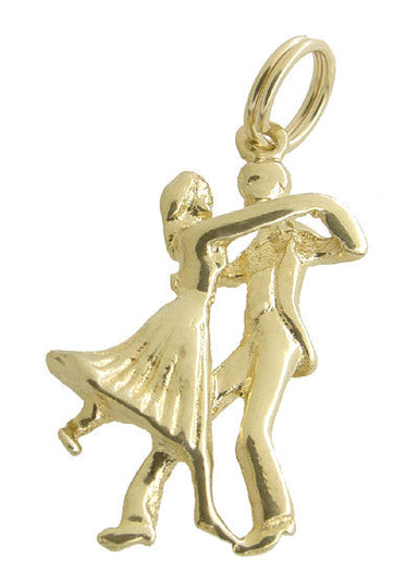 Ballroom Dancers Charm Pendant - Yellow Gold