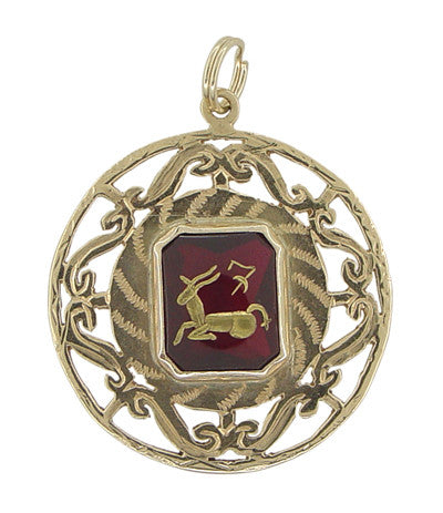 Vintage Large Capricorn Pendant in 14 Karat Gold