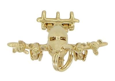 1950's Opening Movable Passenger Airplane Pendant in 14 Karat Gold - Item: C509 - Image: 4