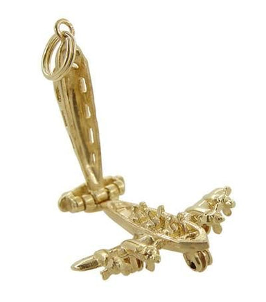 1950's Opening Movable Passenger Airplane Pendant in 14 Karat Gold - alternate view