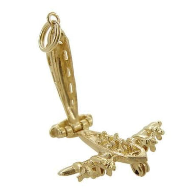 1950's Opening Movable Passenger Airplane Pendant in 14 Karat Gold - alternate view