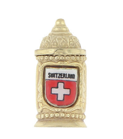 Enameled Switzerland Beer Stein Moveable Charm in 9 Karat Gold