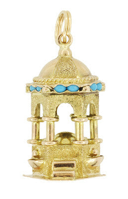 Vintage German Fountain Charm in 14 Karat Yellow Gold