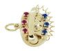 1960's Movable Gemstone Set Telephone Charm in 14 Karat Yellow Gold