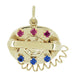 1960's Movable Gemstone Set Telephone Charm in 14 Karat Yellow Gold