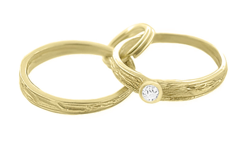 Vintage Wedding Charm with 2 Tiny Rings in 14K Gold | Bridal Charm