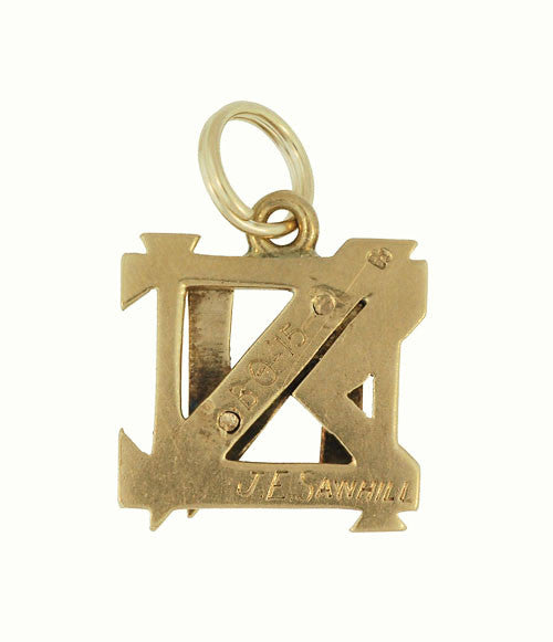 Antique Nu Sigma Nu Fraternity Charm in 14 Karat Yellow Gold - Item: C610 - Image: 2