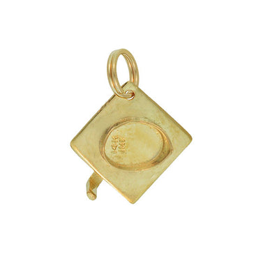 Vintage Graduation Cap Charm in 14 Karat Yellow Gold - alternate view