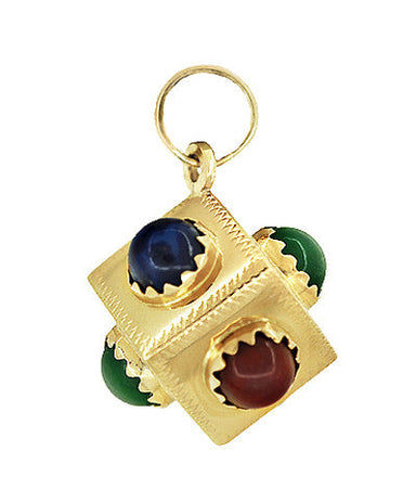 1950s Mid Century Modern Gem Cube Pendant 18K - C661