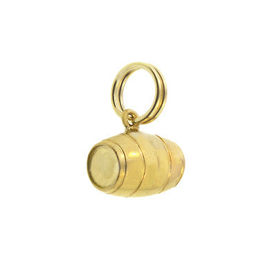 Three Dimensional Vintage Barrel Charm in 18 Karat Yellow Gold - Item: C672 - Image: 2