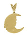 Art Nouveau Lady in the Moon Diamond Pendant in 14 Karat Yellow Gold