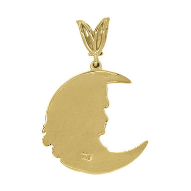 Art Nouveau Lady in the Moon Diamond Pendant in 14 Karat Yellow Gold - alternate view