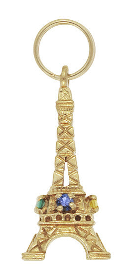 Vintage Gem Set Eiffel Tower Pendant in 18 Karat Gold - Item: C707 - Image: 2