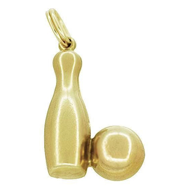 Bowling Pin and Ball Charm in 14K Yellow Gold