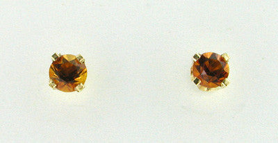 Citrine Stud Earrings in 14 Karat Yellow Gold