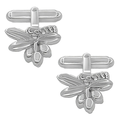Coffee Bean Cufflinks in Solid Sterling Silver 925 - SCL214