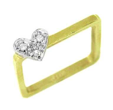 Vintage Diamond Set Heart Square Ring in 14 Karat Gold