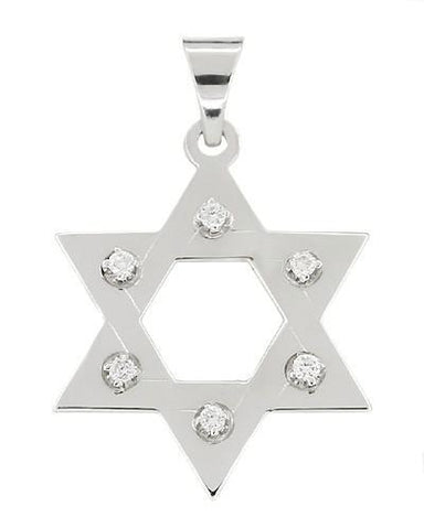 Six Diamond Star of David Pendant in 14 Karat White Gold