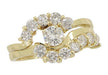Cascading Diamonds Estate Wedding Ring Set in 14 Karat Yellow Gold