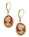Diana Carnelian Shell Cameo Earrings in 14 Karat Yellow Gold
