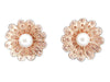 Victorian Sunflower 14 Karat Rose Gold Pearl Stud Earrings