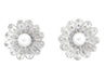 Pearl Stud Victorian Sunflower Earrings in 14K White Gold