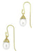 Victorian Engraved Leaves Pearl Drop Earrings in 14 Karat Yellow Gold