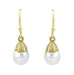 Victorian Engraved Leaves Pearl Drop Earrings in 14 Karat Yellow Gold