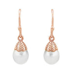 Art Deco Pearl Drop 14 Karat Rose Gold Earrings